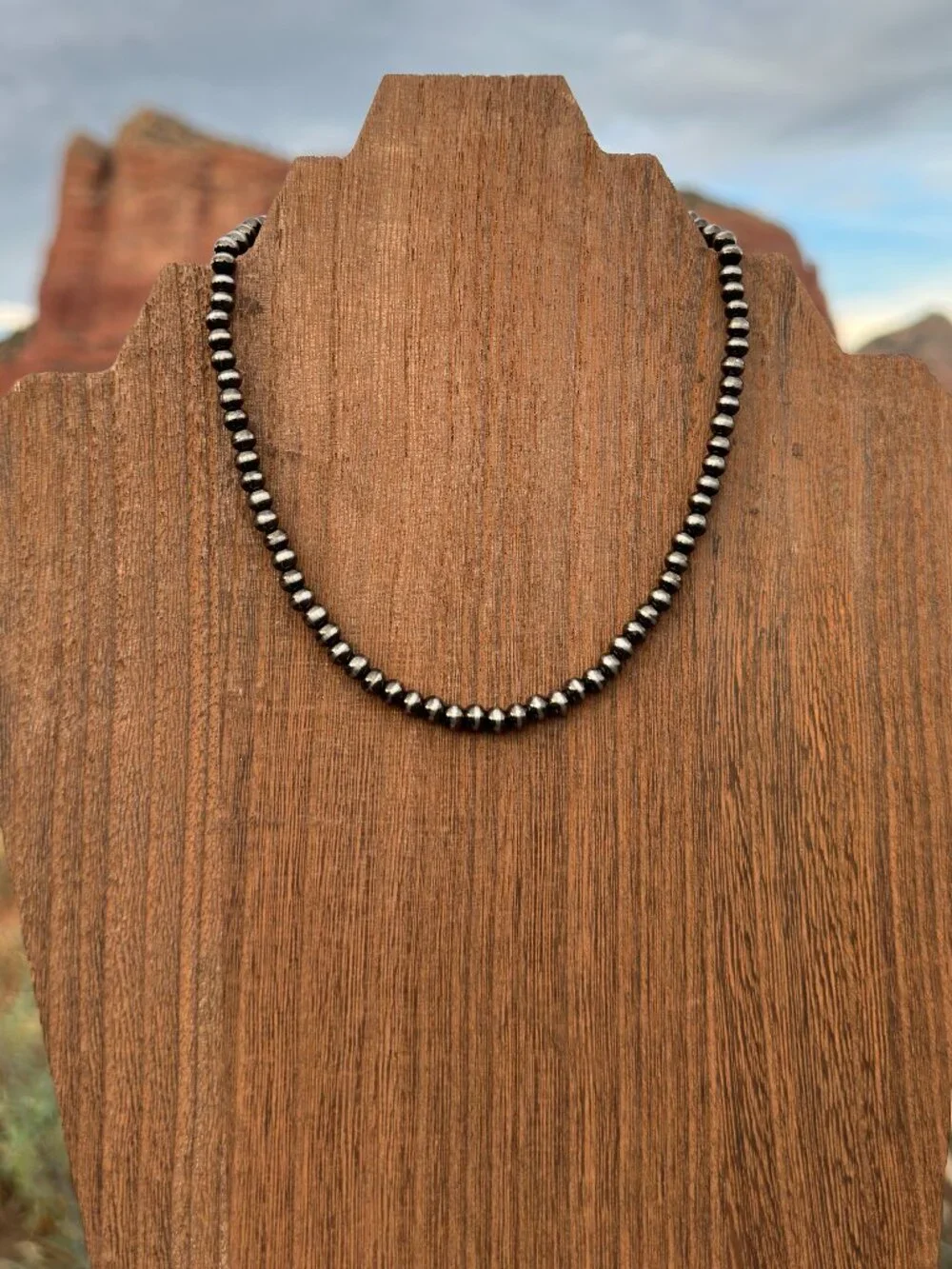 Handmade 5mm 16 inch Brushed Steel Western Pearl Necklace